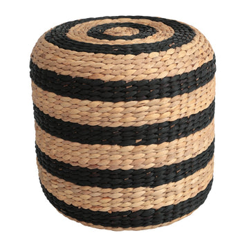 Aimee 15.7" Modern Minimalist Two-Tone Hand-Woven Hyacinth Stool/Ottoman